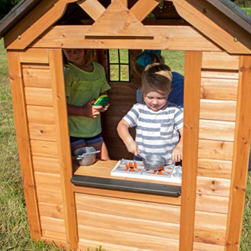 Backyard Discovery Spielhaus Sweetwater aus Holz | Outdoor Kinderspielhaus für den Garten inklusive Zubehör | Gartenhaus für Kinder mit Fenstern in Braun & Schwarz - 7