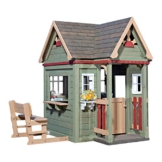 Backyard Discovery Spielhaus Victorian Inn aus Holz | Outdoor Kinderspielhaus für den Garten inklusive Zubehör | Gartenhaus für Kinder mit Fenstern in Grün - 1