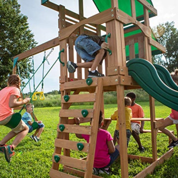 Backyard Discovery Spielturm Belmont aus Holz | XXL Spielhaus für Kinder mit Rutsche, Schaukel, Trapezstange, Sandkasten und Picknicktisch | Stelzenhaus für den Garten - 5