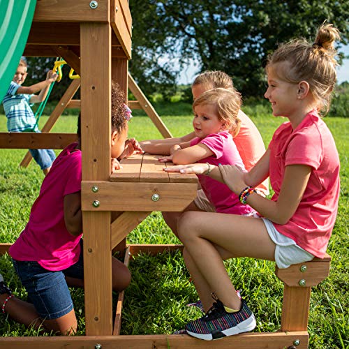 Backyard Discovery Spielturm Belmont aus Holz | XXL Spielhaus für Kinder mit Rutsche, Schaukel, Trapezstange, Sandkasten und Picknicktisch | Stelzenhaus für den Garten - 6