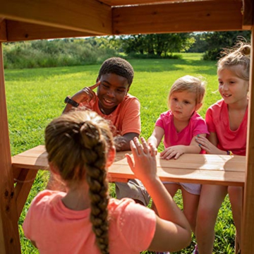 Backyard Discovery Spielturm Belmont aus Holz | XXL Spielhaus für Kinder mit Rutsche, Schaukel, Trapezstange, Sandkasten und Picknicktisch | Stelzenhaus für den Garten - 7