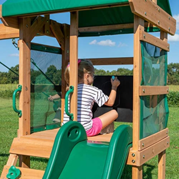 Backyard Discovery Spielturm Buckley Hill aus Holz | XXL Spielhaus für Kinder mit Rutsche, Schaukel und Kletterleiter | Stelzenhaus für den Garten - 6