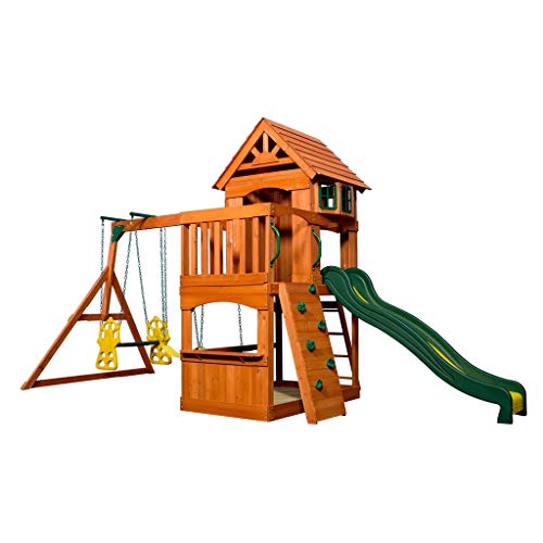 Backyard Discovery Spielturm Holz Atlantic | Stelzenhaus für Kinder mit Rutsche, Schaukel, Kletterwand | XXL Spielhaus / Kletterturm für den Garten - 2