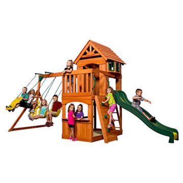 Backyard Discovery Spielturm Holz Atlantic | Stelzenhaus für Kinder mit Rutsche, Schaukel, Kletterwand | XXL Spielhaus / Kletterturm für den Garten - 3