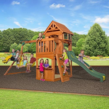 Backyard Discovery Spielturm Holz Atlantic | Stelzenhaus für Kinder mit Rutsche, Schaukel, Kletterwand | XXL Spielhaus / Kletterturm für den Garten - 4