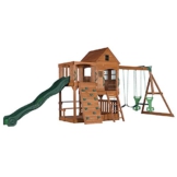 Backyard Discovery Spielturm Holz Hillcrest | XXL Spielhaus für Kinder mit Rutsche, Sandkasten, Schaukel, Kletterwand und Picknicktisch | Stelzenhaus für den Garten - 1
