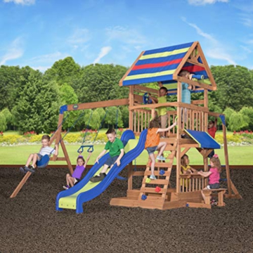 Backyard Discovery Spielturm Holz Northbrook | Spielplatz für Kinder mit Rutsche, Sandkasten, Schaukel und Picknicktisch | Schaukelset für den Garten - 7