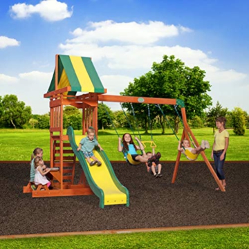 Backyard Discovery Spielturm Holz Sunnydale | Spielplatz für Kinder mit Rutsche, Sandkasten, Schaukel und Picknicktisch | Schaukelset für den Garten - 5
