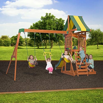 Backyard Discovery Spielturm Holz Sunnydale | Spielplatz für Kinder mit Rutsche, Sandkasten, Schaukel und Picknicktisch | Schaukelset für den Garten - 6