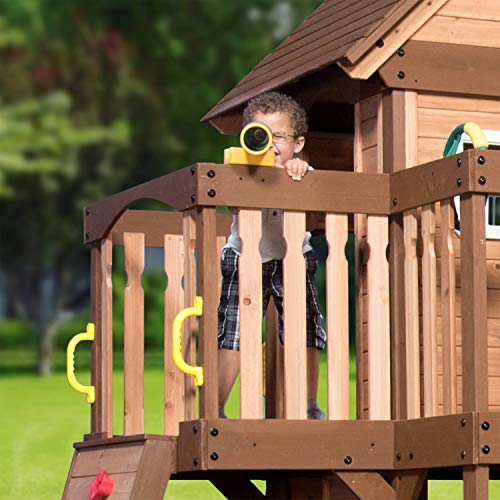 Backyard Discovery Spielturm Mount Triumph aus Holz | XXL Spielhaus für Kinder mit Rutsche, Schaukeln, Trapezstange, Spielküche und Picknicktisch | Stelzenhaus für den Garten - 5
