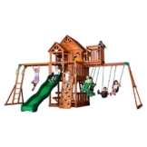 Backyard Discovery Spielturm Skyfort II aus Holz | XXL Spielhaus für Kinder mit Rutsche, Schaukel, Kletterwand und Aussichtsturm | Stelzenhaus für den Garten - 1