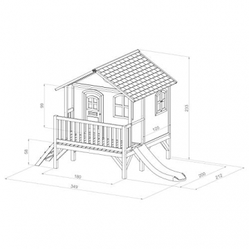 Beauty.Scouts Holzspielhaus Maine I 212x349x233cm aus Hemlock Holz in braun-weiß mit Rutsche Kinderspielhaus Spielhaus Holzhaus Gartenhaus Garten Kinderhaus Farbe rot - 3