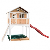Beauty.Scouts Holzspielhaus Maine III 212x506x323cm Hemlock Holz braun-weiß Rutsche+Sandkasten Kinderspielhaus Spielhaus Holzhaus Gartenhaus Garten Kinderhaus Farbe rot - 1