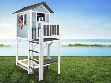 Beauty.Scouts Holzspielhaus Sun XXL Leiter+Sandkasten 168x114x249cm aus Holz in blau-weiß Kinder Kinderspielhaus Holzhaus Stelzenhaus Liebe zum Detail - 2