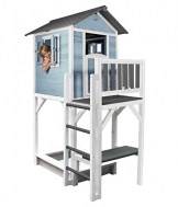 Beauty.Scouts Holzspielhaus Sun XXL Leiter+Sandkasten 168x114x249cm aus Holz in blau-weiß Kinder Kinderspielhaus Holzhaus Stelzenhaus Liebe zum Detail - 1
