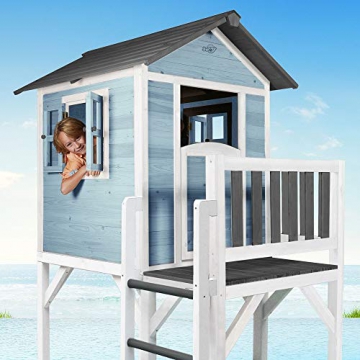 Beauty.Scouts Holzspielhaus Sun XXL Leiter+Sandkasten 168x114x249cm aus Holz in blau-weiß Kinder Kinderspielhaus Holzhaus Stelzenhaus Liebe zum Detail - 3