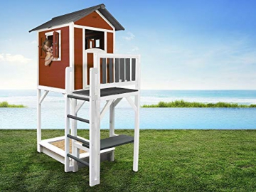 Beauty.Scouts Holzspielhaus Sun XXL Leiter+Sandkasten 168x114x249cm aus Holz in rot-weiß Kinder Kinderspielhaus Holzhaus Stelzenhaus Liebe zum Detail - 2