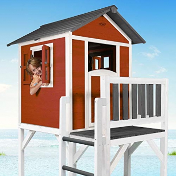Beauty.Scouts Holzspielhaus Sun XXL Leiter+Sandkasten 168x114x249cm aus Holz in rot-weiß Kinder Kinderspielhaus Holzhaus Stelzenhaus Liebe zum Detail - 3