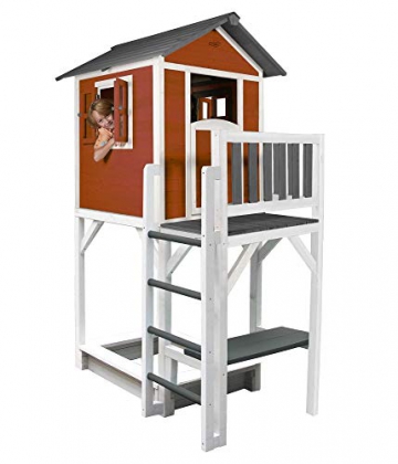 Beauty.Scouts Holzspielhaus Sun XXL Leiter+Sandkasten 168x114x249cm aus Holz in rot-weiß Kinder Kinderspielhaus Holzhaus Stelzenhaus Liebe zum Detail - 1