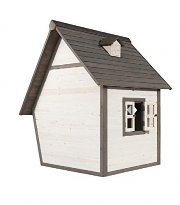 Beauty.Scouts Holzspielhaus Valka 102x127x164cm Zedernholz in grau-weiß Kinder Spielhaus Kinderspielhaus Gartenhaus Holzhaus asymmetrische Tür Fenster modern - 2