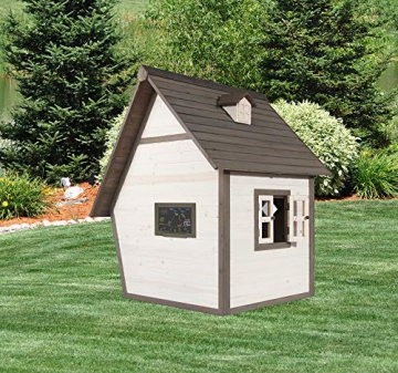 Beauty.Scouts Holzspielhaus Valka 102x127x164cm Zedernholz in grau-weiß Kinder Spielhaus Kinderspielhaus Gartenhaus Holzhaus asymmetrische Tür Fenster modern - 4