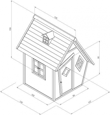 Beauty.Scouts Holzspielhaus Valka 102x127x164cm Zedernholz in grau-weiß Kinder Spielhaus Kinderspielhaus Gartenhaus Holzhaus asymmetrische Tür Fenster modern - 5
