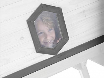 Beauty.Scouts Holzspielhaus Valka XL mit Leiter und Rutsche 167x261x219cm aus Holz in grau-weiß Kinder Kinderspielhaus Holzhaus Stelzenhaus asymmetrische Tür - 4