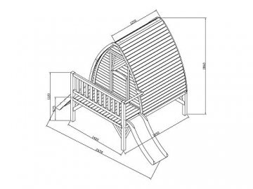Beauty.Scouts Holzspielhaus Viva mit Veranda Leiter Rutsche 185x265x186cm aus Zypresse in braun Kinder Spielhaus Kinderspielhaus Gartenhaus Holzhaus Stelzenhaus - 3