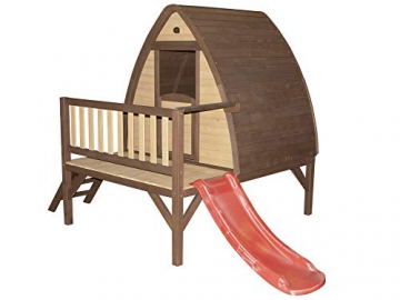 Beauty.Scouts Holzspielhaus Viva mit Veranda Leiter Rutsche 185x265x186cm aus Zypresse in braun Kinder Spielhaus Kinderspielhaus Gartenhaus Holzhaus Stelzenhaus - 1