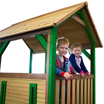 Beauty.Scouts Spielhaus Sevilla III 191x287x231cm Holz braun-grün Rutsche rot Gartenhaus Kinderspielhaus Spielhaus Holzhaus Kinderhaus Gartenhaus Spielen Garten - 4