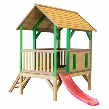 Beauty.Scouts Spielhaus Sevilla III 191x287x231cm Holz braun-grün Rutsche rot Gartenhaus Kinderspielhaus Spielhaus Holzhaus Kinderhaus Gartenhaus Spielen Garten - 1