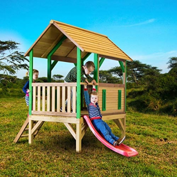 Beauty.Scouts Spielhaus Sevilla III 191x287x231cm Holz braun-grün Rutsche rot Gartenhaus Kinderspielhaus Spielhaus Holzhaus Kinderhaus Gartenhaus Spielen Garten - 8