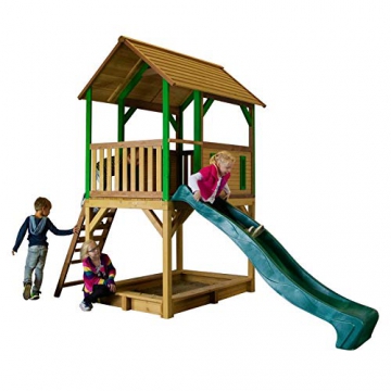 Beauty.Scouts Spielhaus Sevilla IV 191x370x291cm Holz braun-grün Rutsche grün Sandkasten Kinderspielhaus Spielhaus Holzhaus Kinderhaus Gartenhaus Spielen Garten - 2