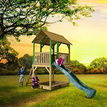 Beauty.Scouts Spielhaus Sevilla IV 191x370x291cm Holz braun-grün Rutsche grün Sandkasten Kinderspielhaus Spielhaus Holzhaus Kinderhaus Gartenhaus Spielen Garten - 9
