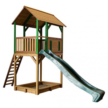 Beauty.Scouts Spielhaus Sevilla VI 191x444x321cm Holz braun-grün Rutsche grün Sandkasten Kinderspielhaus Spielhaus Holzhaus Kinderhaus Gartenhaus Spielen Garten - 1