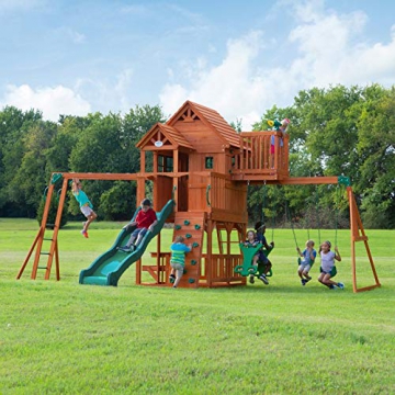 Beauty.Scouts Spielturm Rocky groß Holz braun mit viel Spielmöglichkeiten 510x670x380cm Kinderspielhaus mit Rutsche Kletterwand Schaukel Baumhaus Kletterturm - 2