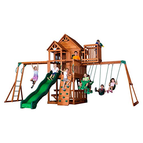 Beauty.Scouts Spielturm Rocky groß Holz braun mit viel Spielmöglichkeiten 510x670x380cm Kinderspielhaus mit Rutsche Kletterwand Schaukel Baumhaus Kletterturm - 3
