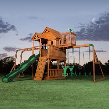 Beauty.Scouts Spielturm Rocky groß Holz braun mit viel Spielmöglichkeiten 510x670x380cm Kinderspielhaus mit Rutsche Kletterwand Schaukel Baumhaus Kletterturm - 1