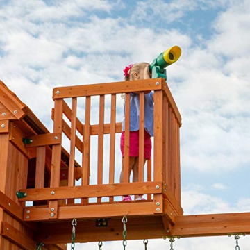 Beauty.Scouts Spielturm Rocky groß Holz braun mit viel Spielmöglichkeiten 510x670x380cm Kinderspielhaus mit Rutsche Kletterwand Schaukel Baumhaus Kletterturm - 6