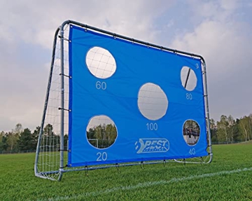 Best Sporting Fußballtor grau 240 x 170 x 85 cm sehr stabil, mit Blauer Torwand mit 5 Schusslöchern - 5