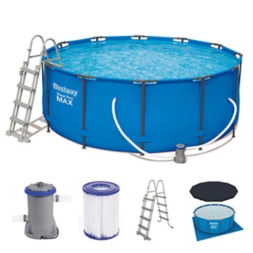 Bestway Frame Pool Steel Pro, Set mit Filterpumpe und Zubehör, 366 x 122 cm, blau - 1