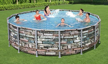 Bestway Power Steel 427x122 cm, stabiler Frame Pool rund im Komplett Set, inklusive Filterpumpe, Leiter und Abdeckplane - 2