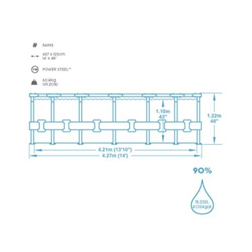 Bestway Power Steel 427x122 cm, stabiler Frame Pool rund im Komplett Set, inklusive Filterpumpe, Leiter und Abdeckplane - 5