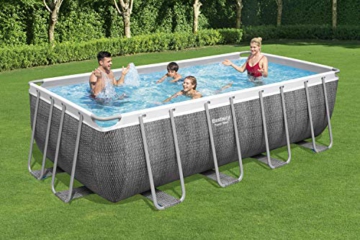 Bestway Power Steel 4,8 m Schwimmbecken Set, rechteckig Family über dem Boden Pool Gartenpool mit Filterpumpe, Poolleiter und Poolabdeckung, Rattan-Design - 2