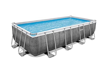 Bestway Power Steel 4,8 m Schwimmbecken Set, rechteckig Family über dem Boden Pool Gartenpool mit Filterpumpe, Poolleiter und Poolabdeckung, Rattan-Design - 5