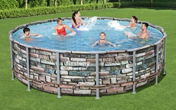 Bestway Power Steel 488x122 cm, stabiler Frame Pool rund im Komplett Set, inklusive Filterpumpe, Leiter und Abdeckplane - 2