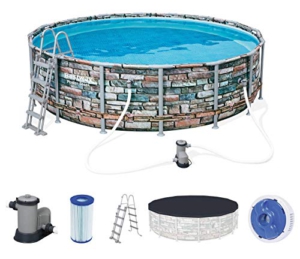 Bestway Power Steel 488x122 cm, stabiler Frame Pool rund im Komplett ...
