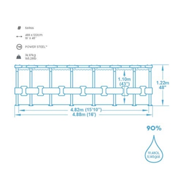 Bestway Power Steel 488x122 cm, stabiler Frame Pool rund im Komplett Set, inklusive Filterpumpe, Leiter und Abdeckplane - 5