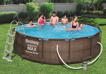 Bestway Power Steel Deluxe 366x100 cm, Frame Pool rund mit stabilem Stahlrahmen im Komplett-Set, rattan - 2