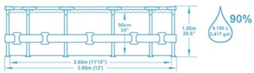 Bestway Power Steel Deluxe 366x100 cm, Frame Pool rund mit stabilem Stahlrahmen im Komplett-Set, rattan - 9